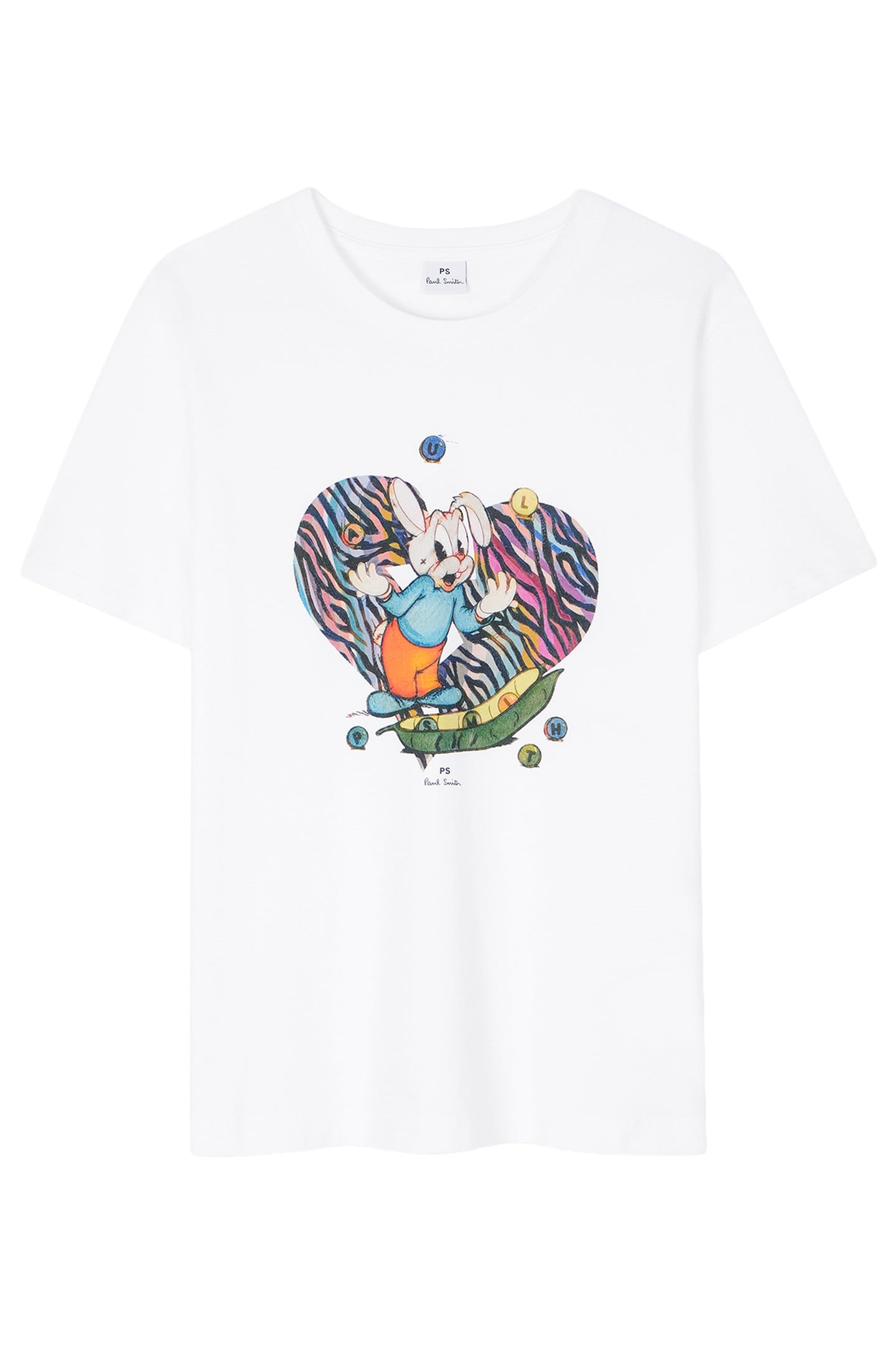 WOMENS ZEBRA HEART BUNNY T-SHIRT WHITE 3