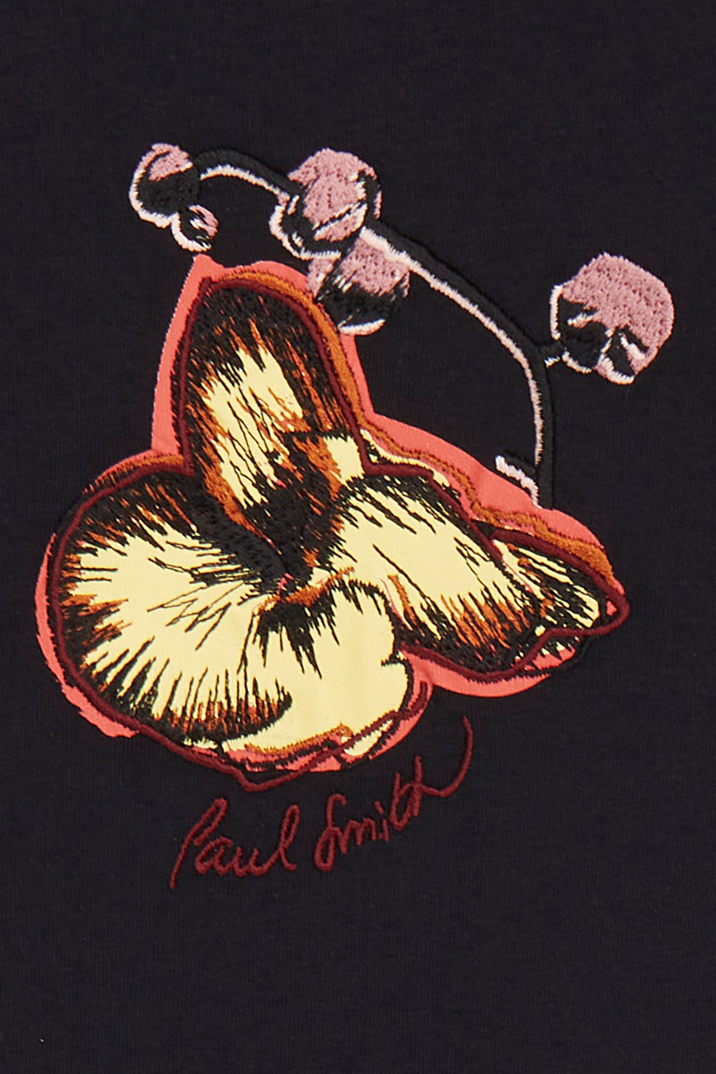 MENS ORCHID PRINT EMB TSHIRT BLACK 2