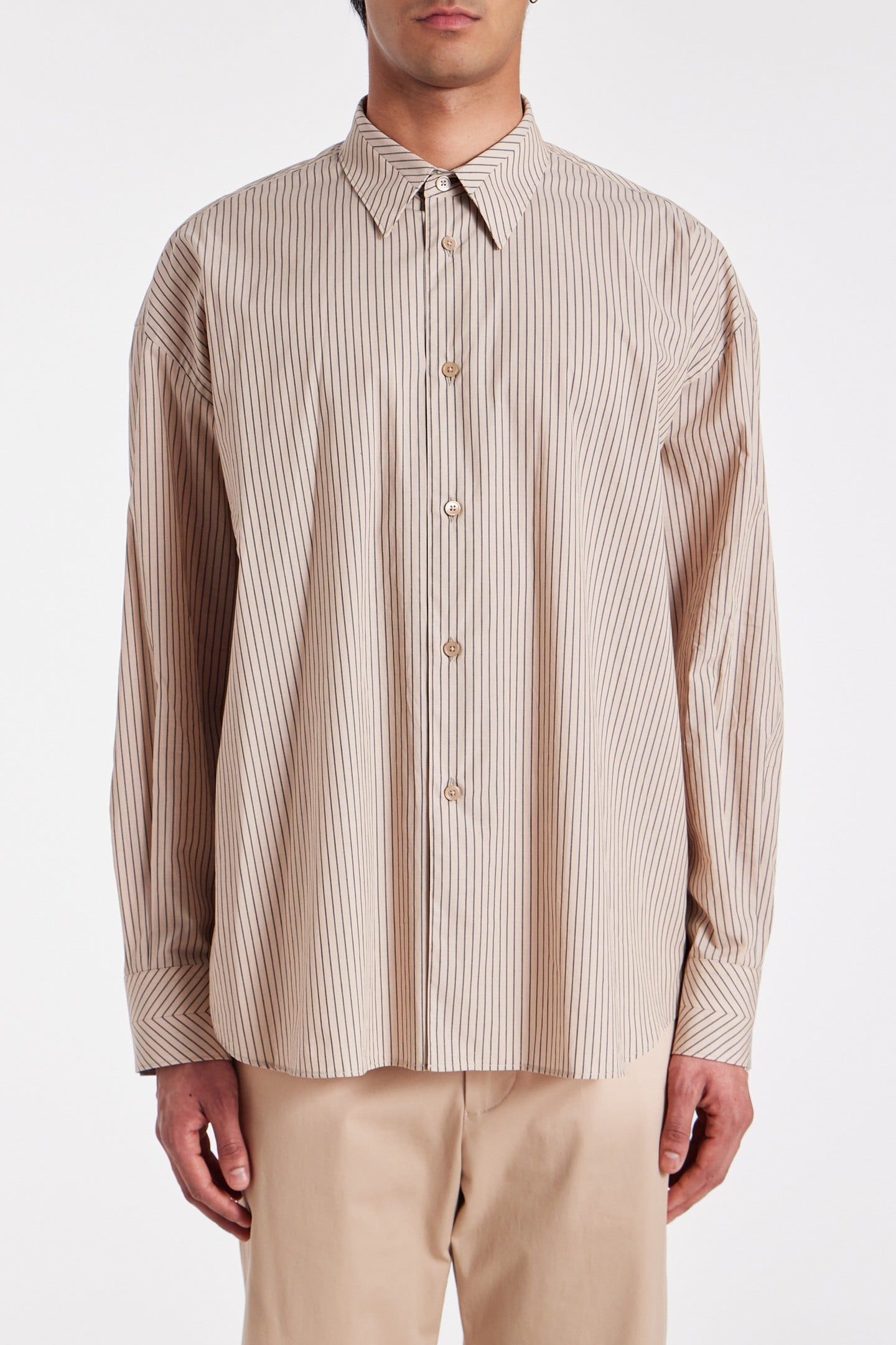 MENS S/C OVERSIZED SHIRT LIGHT BEIGE 1