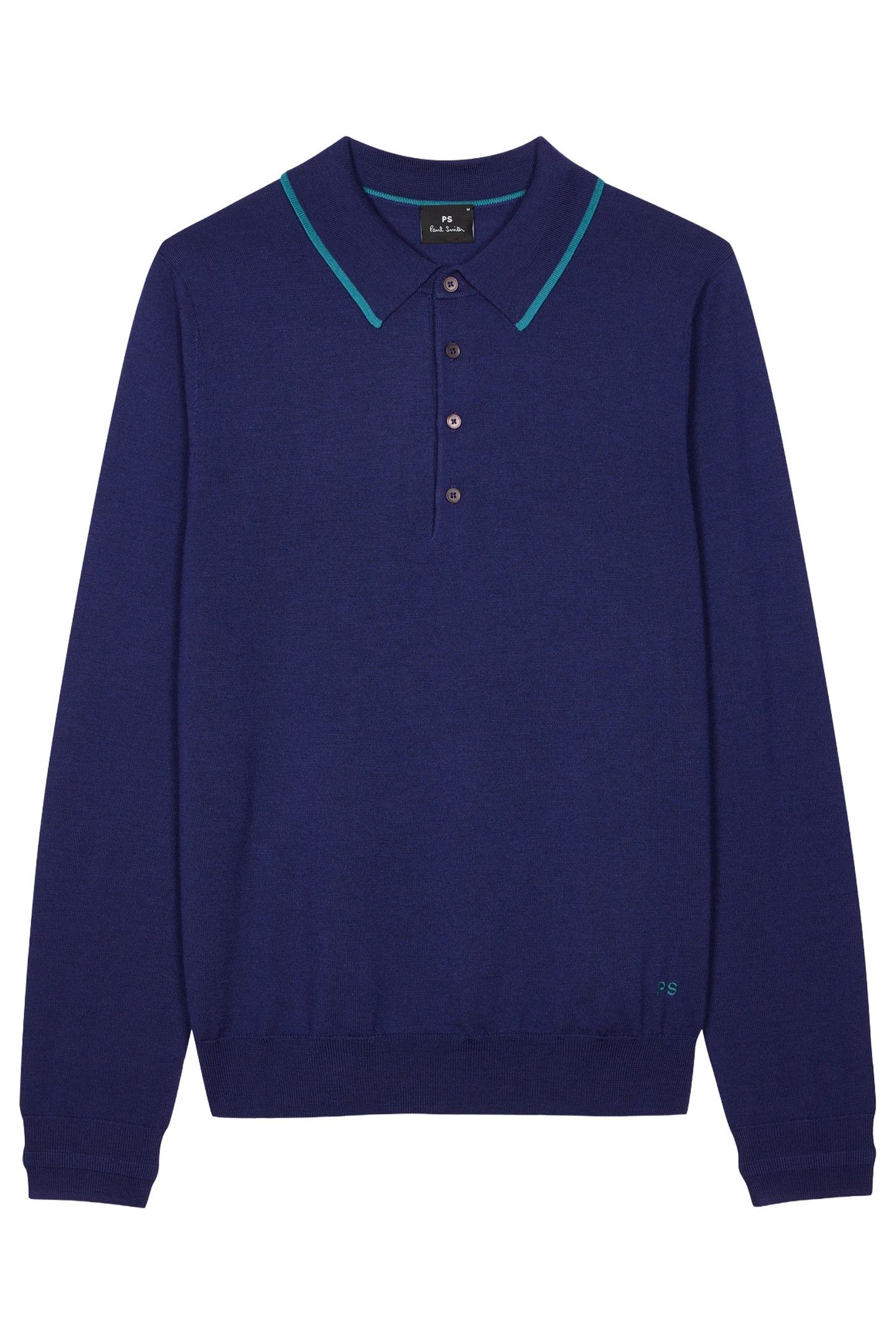MENS SWEATER LS POLO NAVY 3