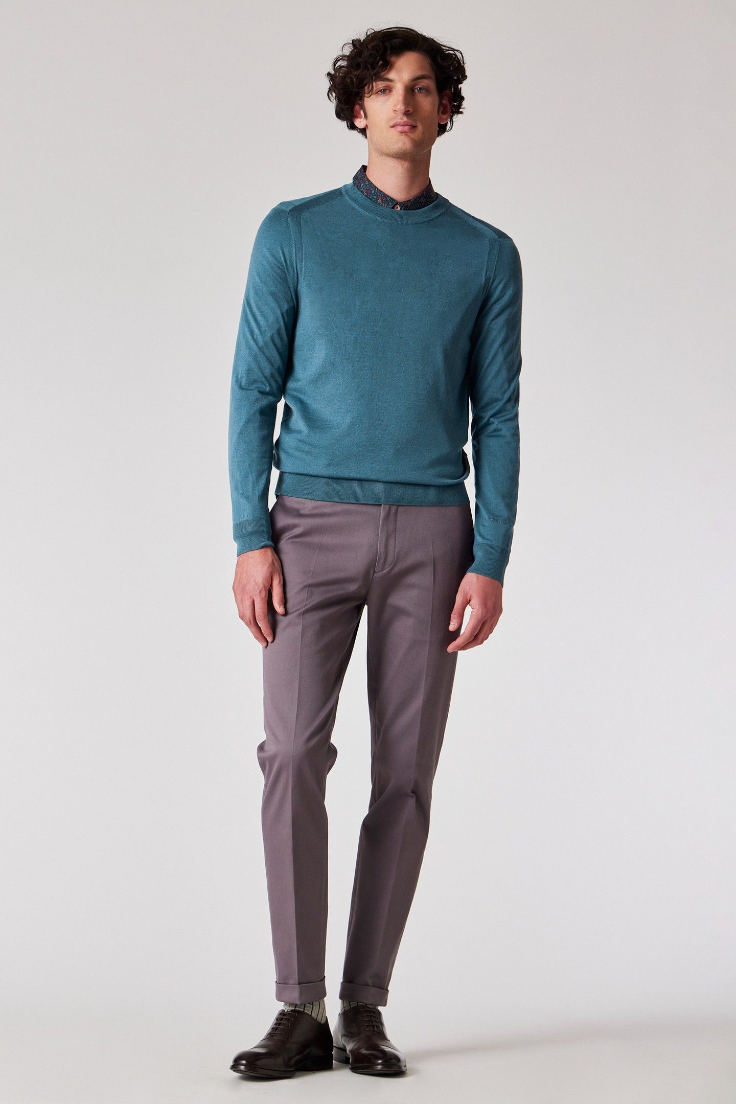 MENS SWEATER CREW NECK PETROL GREEN 3