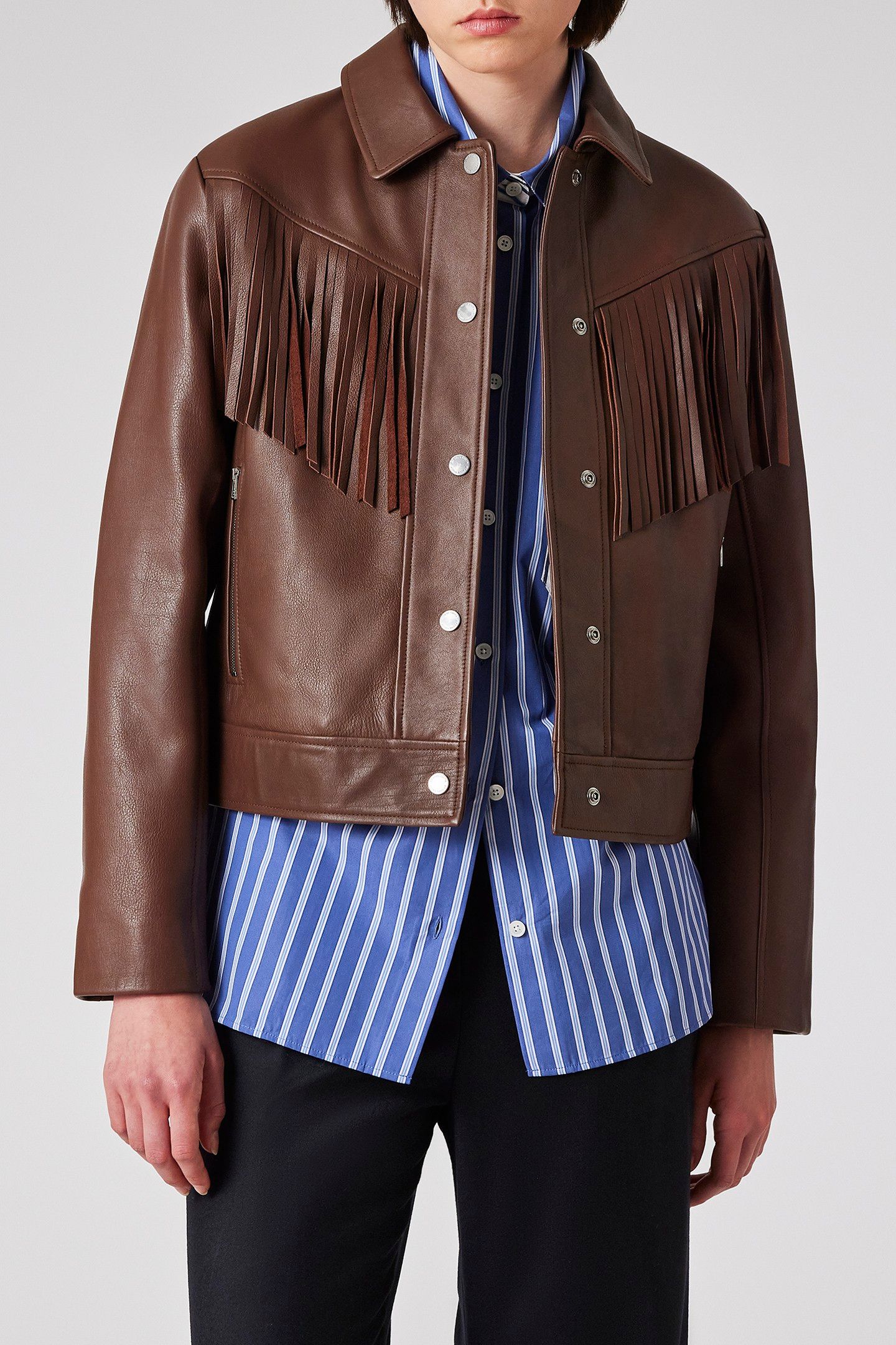 WOMENS JACKET LEATHER DARK BROWN 5