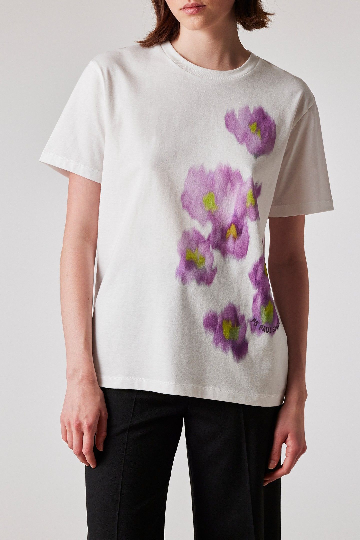 WOMENS FLORAL & LOGO T-SHIRT WHITE 1