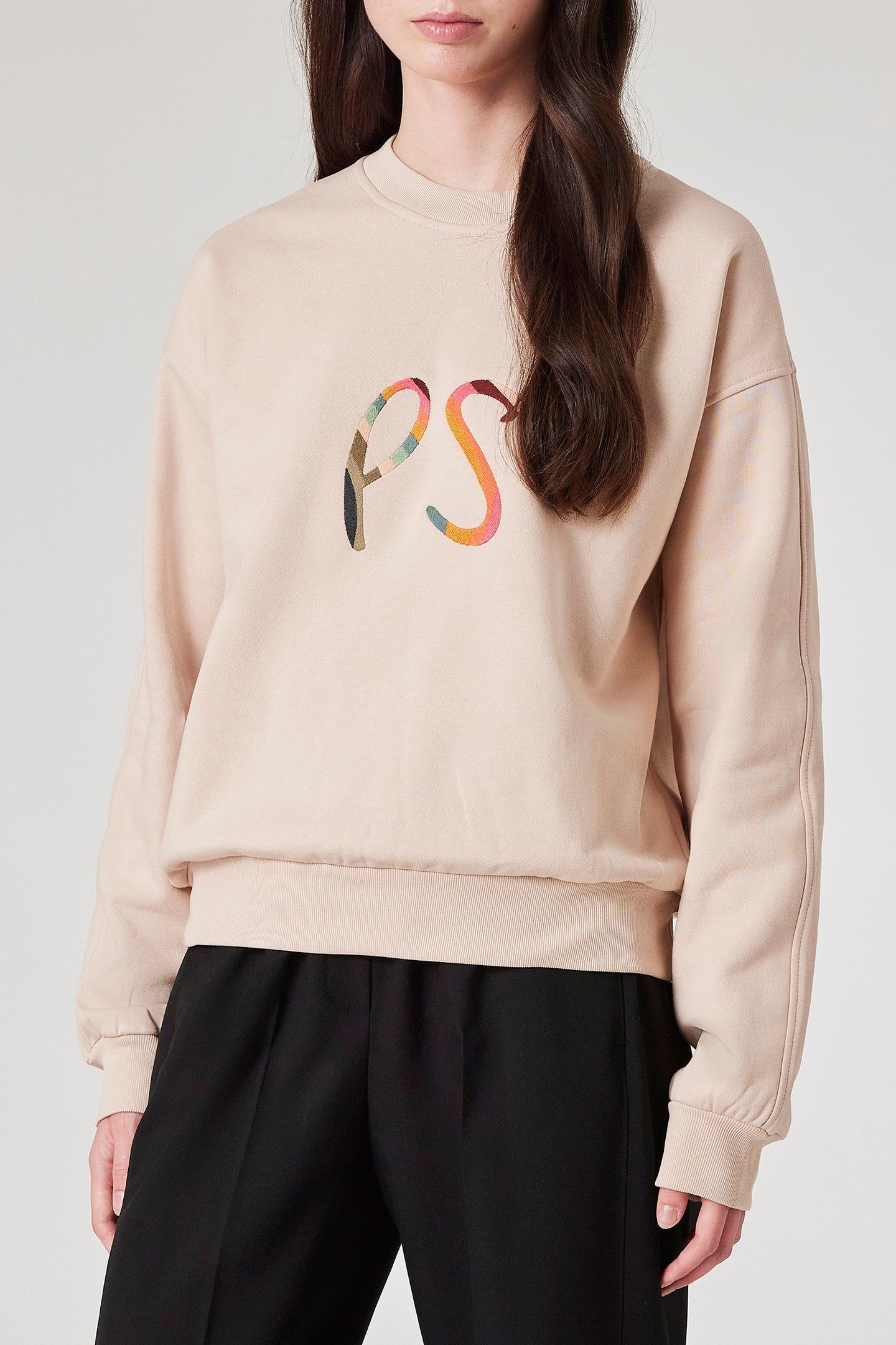 WOMENS SWIRL LOGO SWEATSHIRT TAN 1
