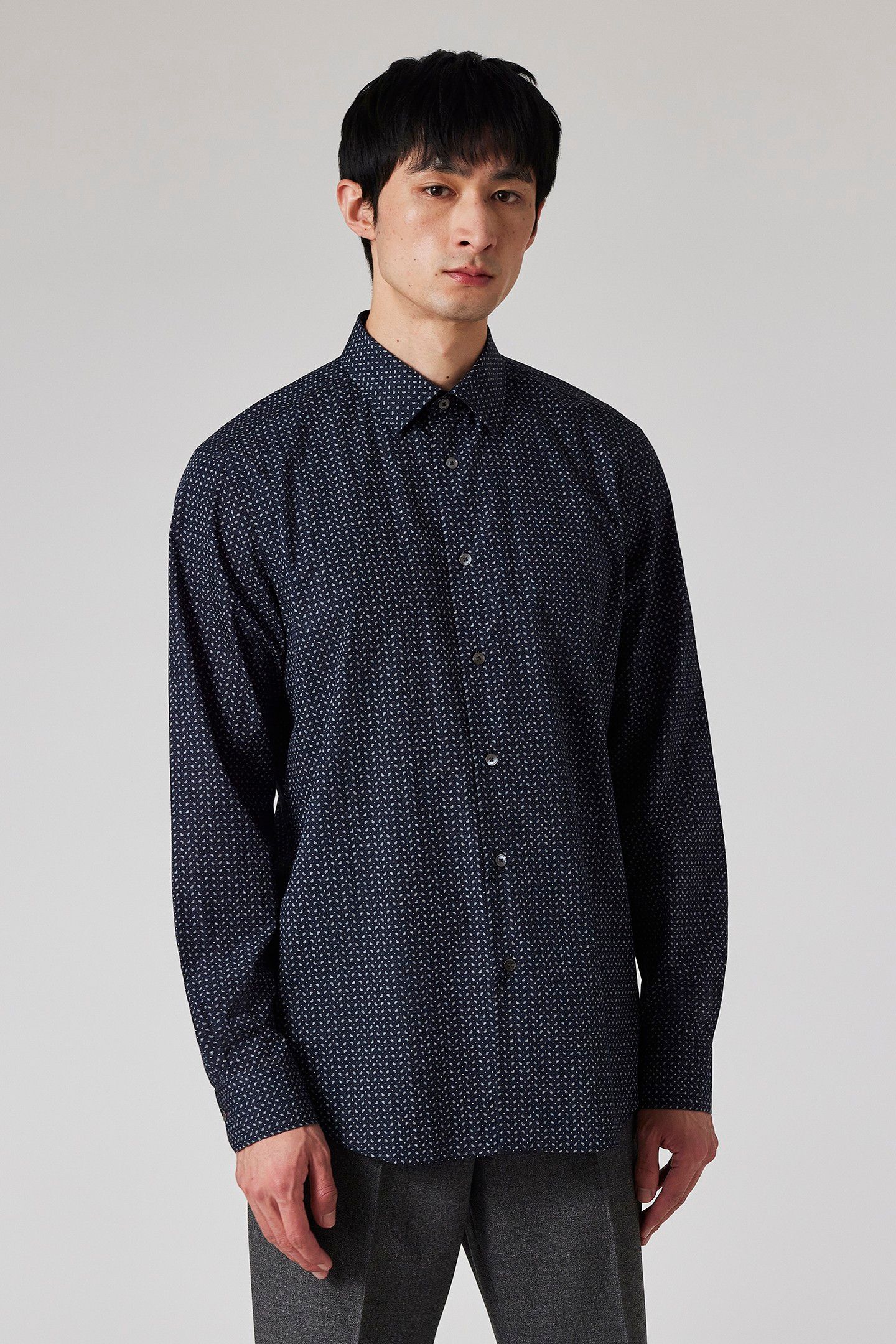 MENS S/C TAILORED FIT SHIRT VERY DARK NAVY 1