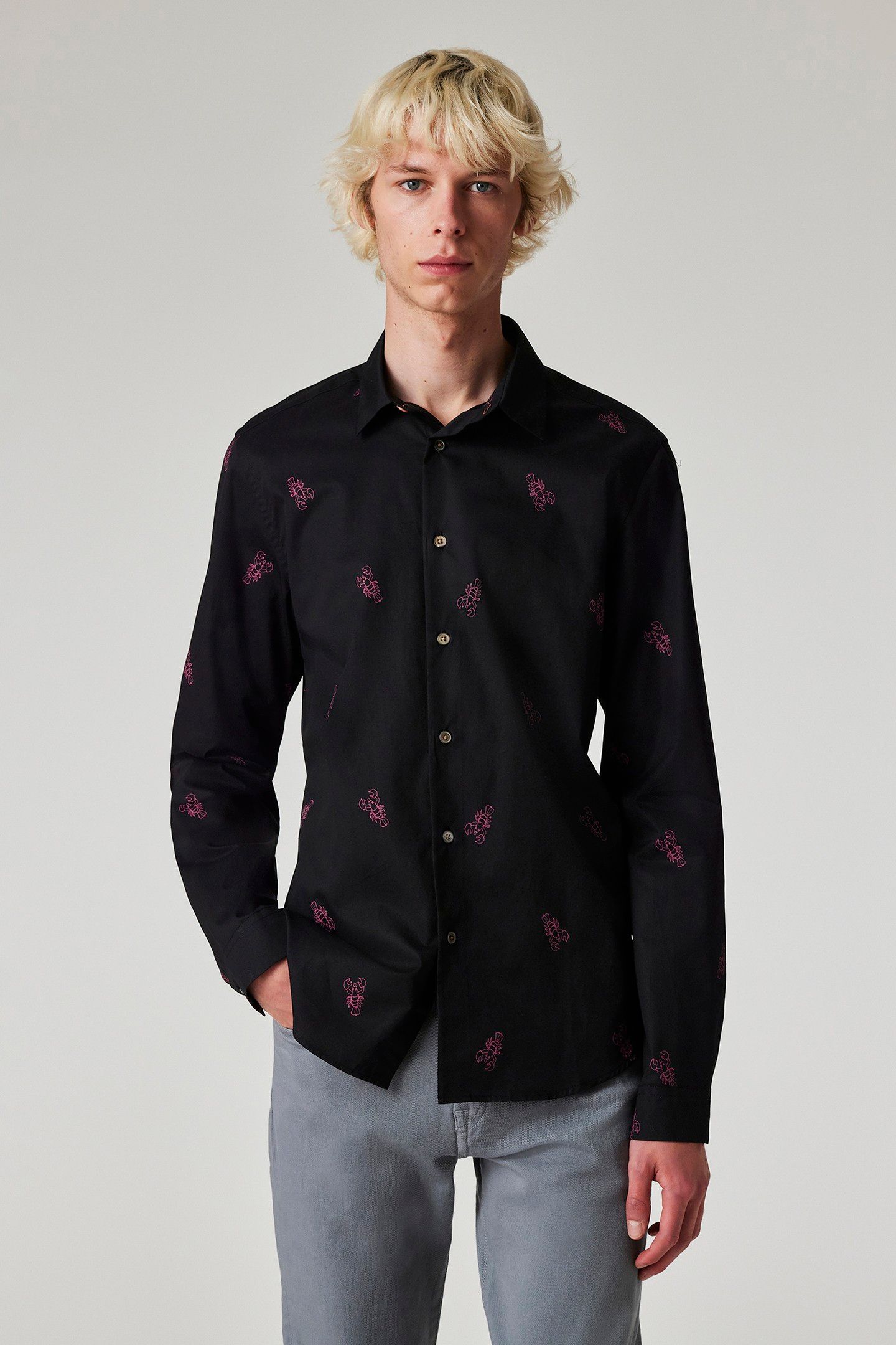 MENS LS SLIM FIT SHIRT BLACK 1