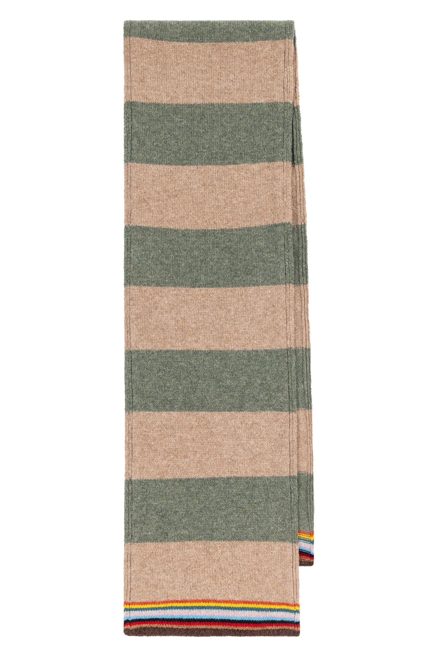 MEN SCARF SIG BLOCK STRPE TAN 1
