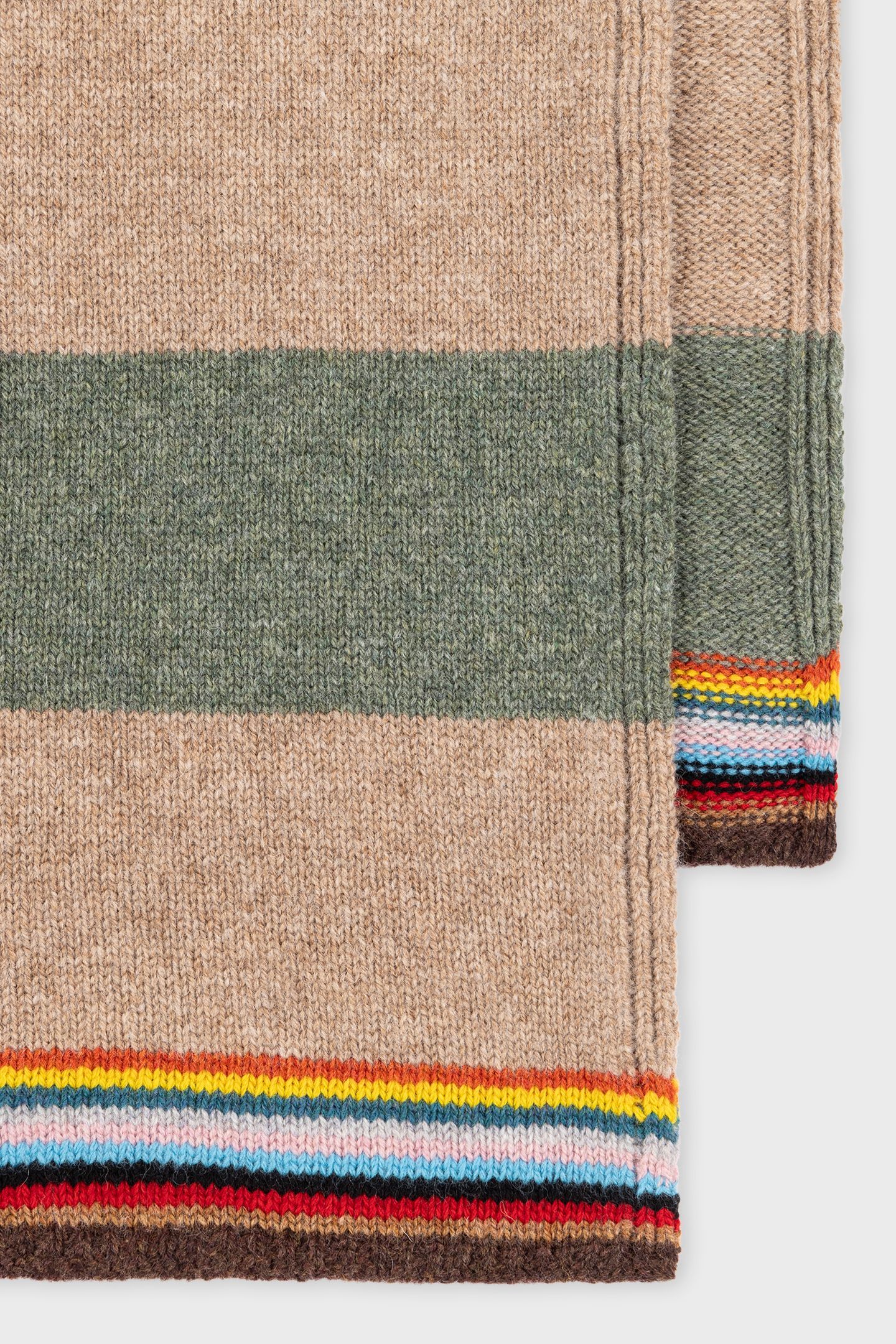MEN SCARF SIG BLOCK STRPE TAN 3