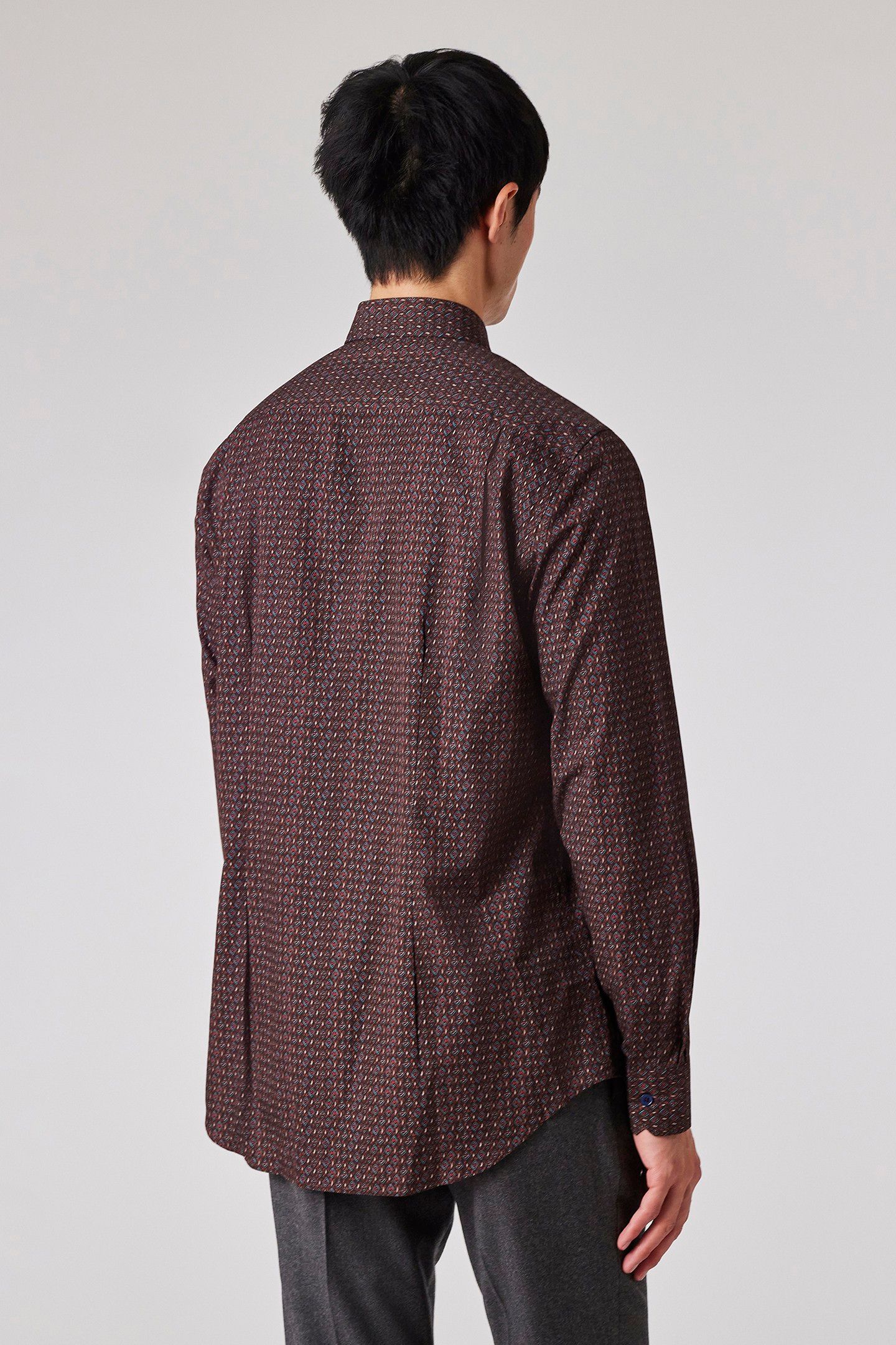 MENS S/C TAILORED FIT SHIRT BURGUNDY/ BORDE 2