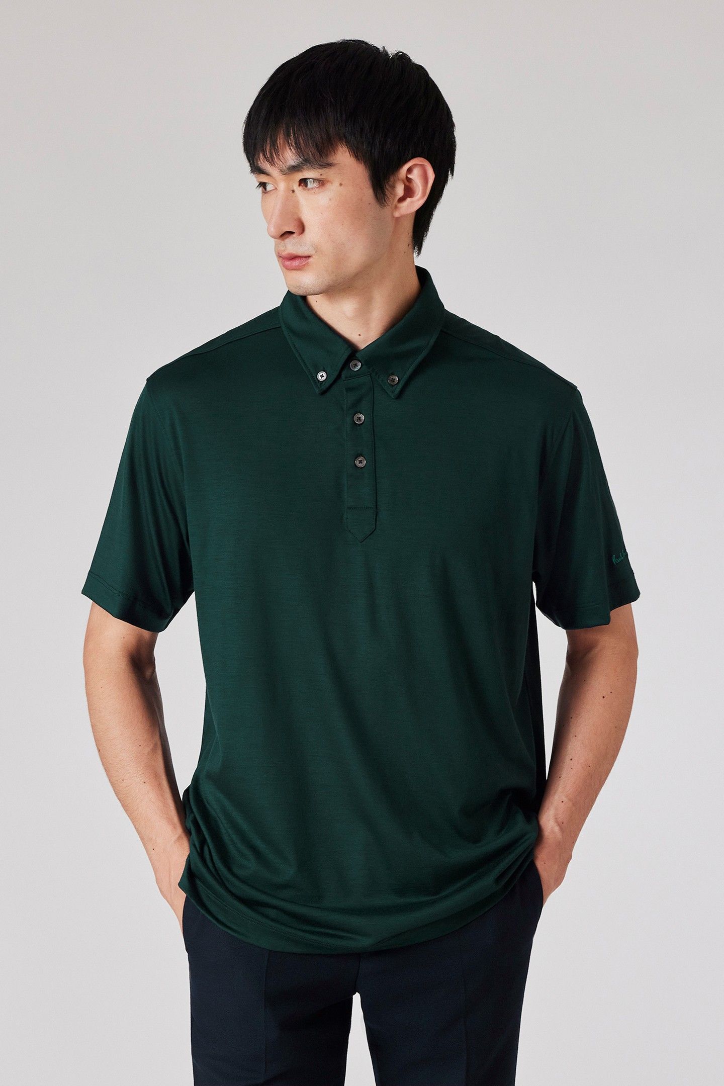MENS OVERSIZED S/S POLO SHIRT BOTTLE GREEN 1