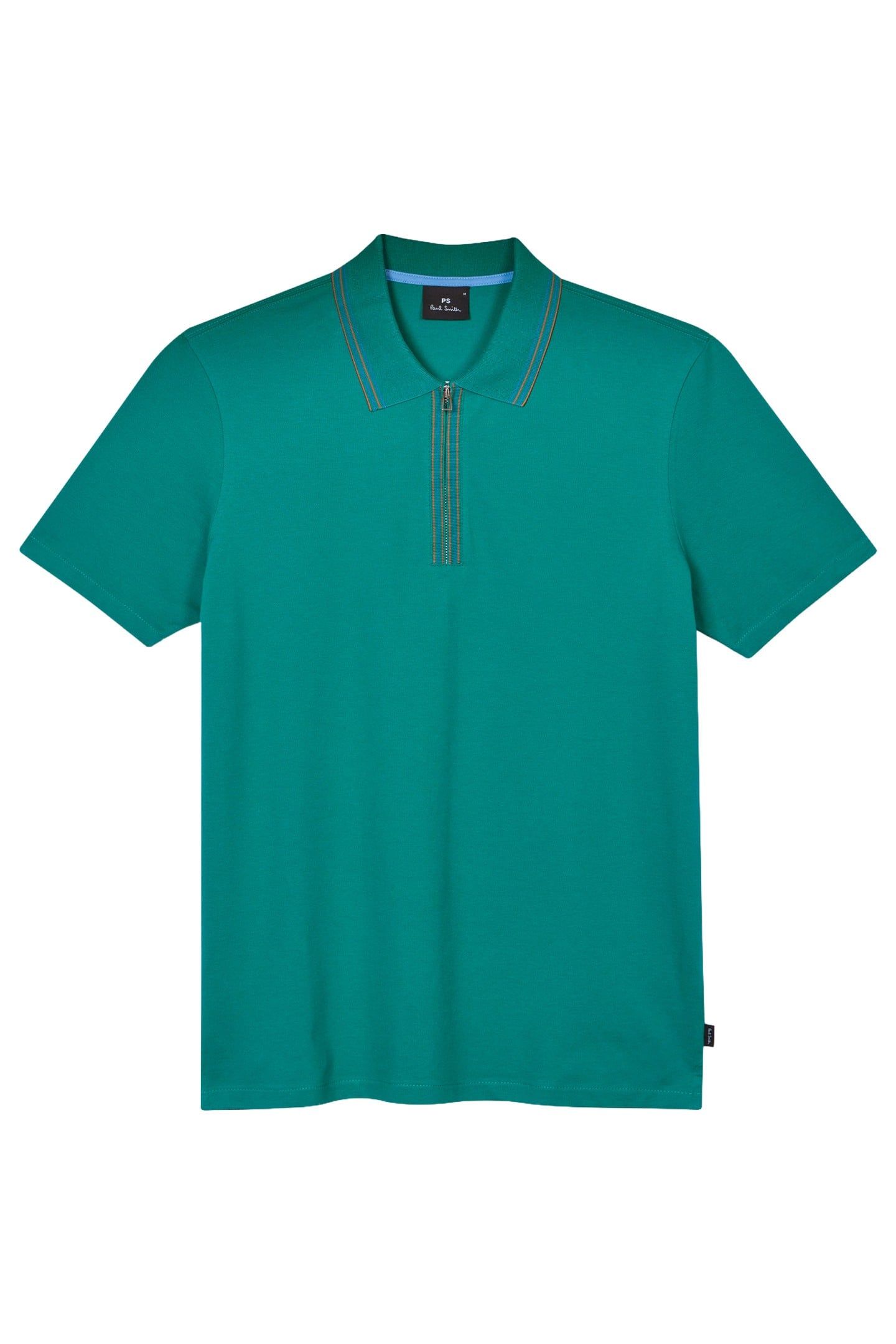MENS REG POLO SS ZIP PETROL GREEN 1