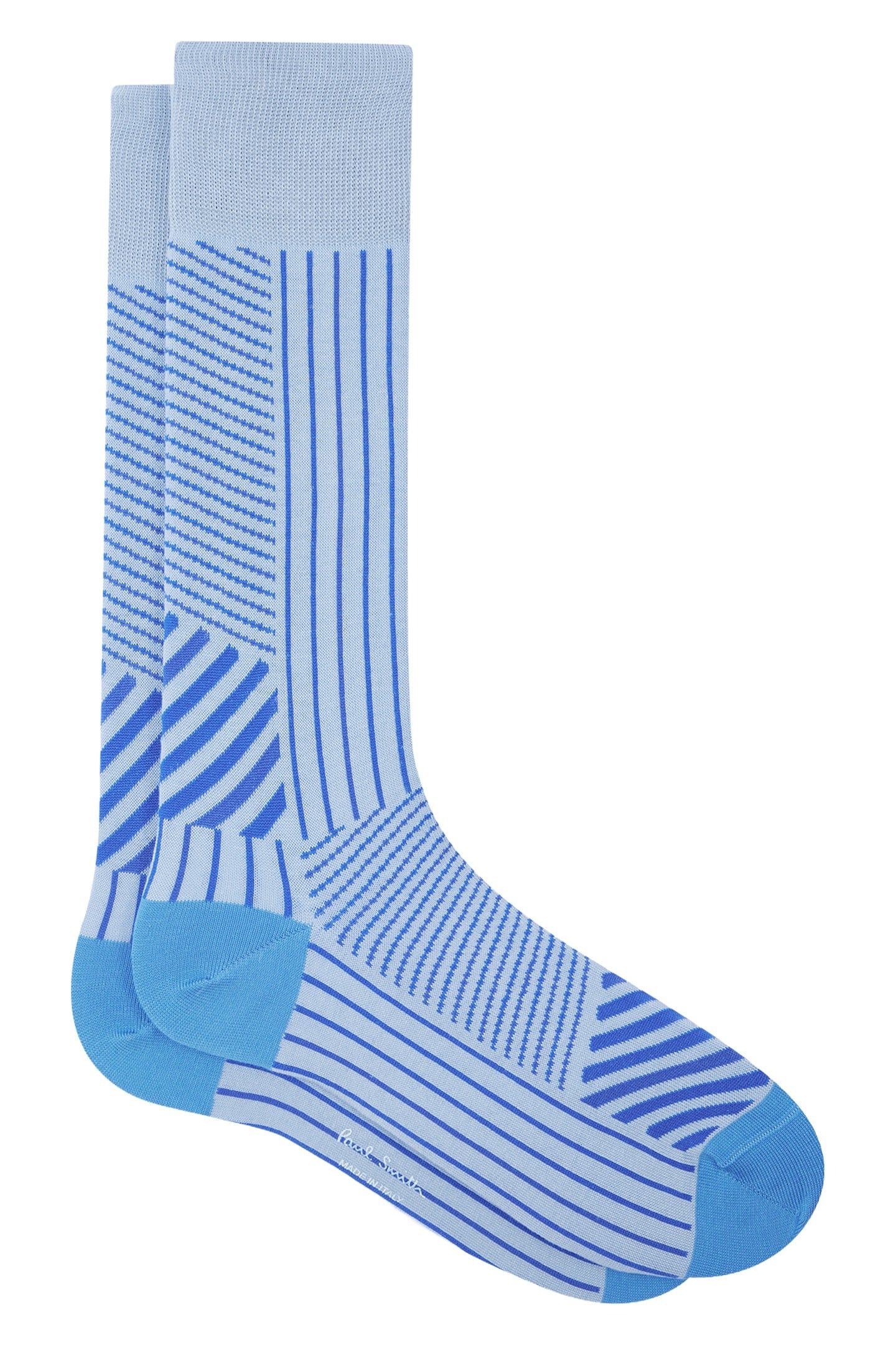 MEN SOCK GORDON STRIPE AW24 TURQUOISE 1