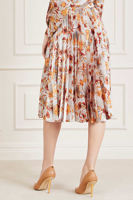 MARCIANO BY GUESS GISELLE PLEATED SKIR AUTUMN DUSK PRINT 2