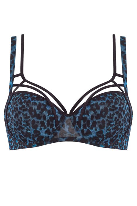 THE ART OF LOVE BLACK LEOPARD AND BLUE PLUNGE BALCONY BRA 3
