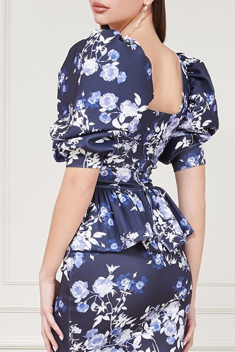 MARCIANO BY GUESS ALEXIS TOP PRINTED PETAL POSE INDIGO 2