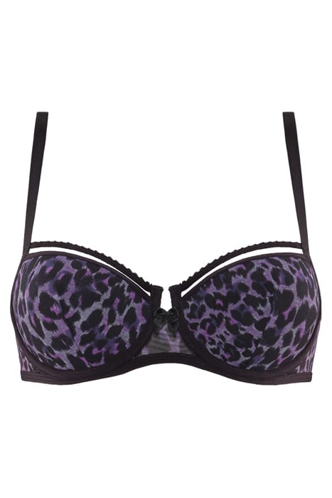 PEEKABOO BLACK PURPLE LEOPARD PLUNGE BALCONY BRA 3