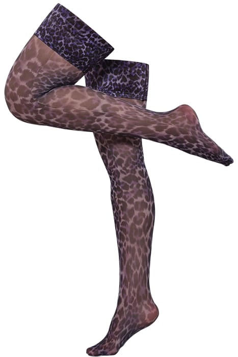 UPPERGARMENTS BLACK PURPLE LEOPARD STOCKINGS 2