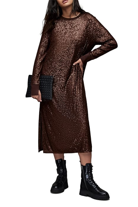 JUELA CREW DRESS DARK BROWN 3