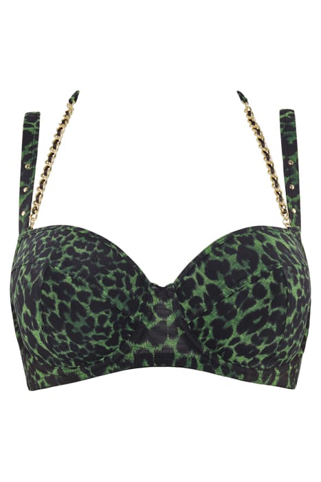 RHAPSODY BLACK GREEN LEOPARD PLUNGE BALCONY BRA 3
