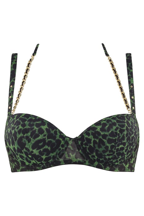 RHAPSODY BLACK GREEN LEOPARD PLUNGE BALCONY BRA 3