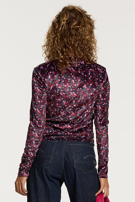 LADIES VITORIA VELVET TOP DITSY FLOWER WINE PURPLE DAISY 2
