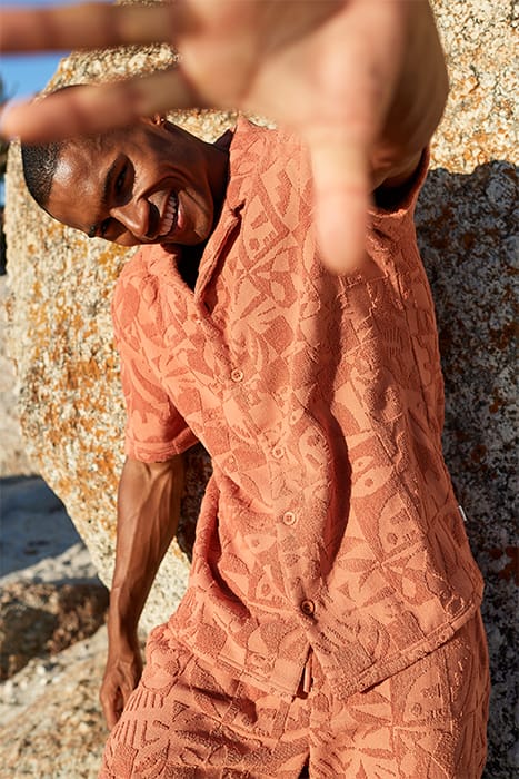 MEN TOWELING SHORTSLEEVE SHIRT LIGHT RUST ORANGE 7