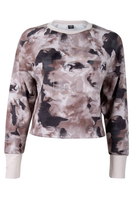 WOMAN SWEATER ALLOVER PRINT A-AFW814W22 PASTELPARCHMENT 11 0 4