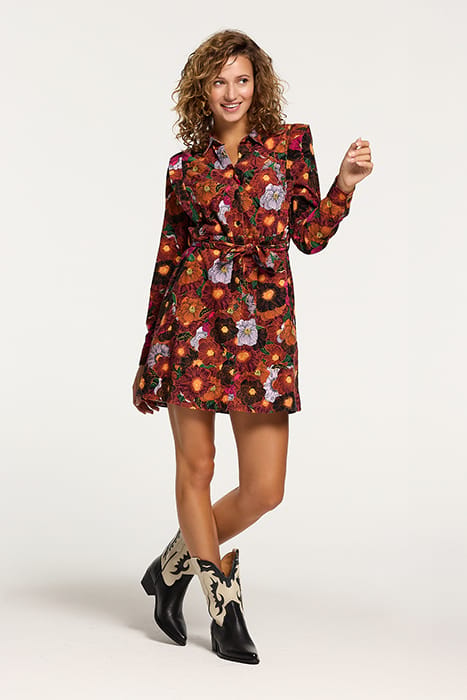 SANTIAGO CORDUROY FLOWER DRESS WINE PURPLE FLOWER 3