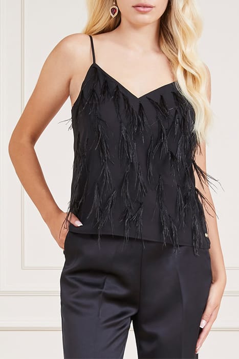 MARCIANO BY GUESS MELODY FEATHER CAMI JET BLACK 1