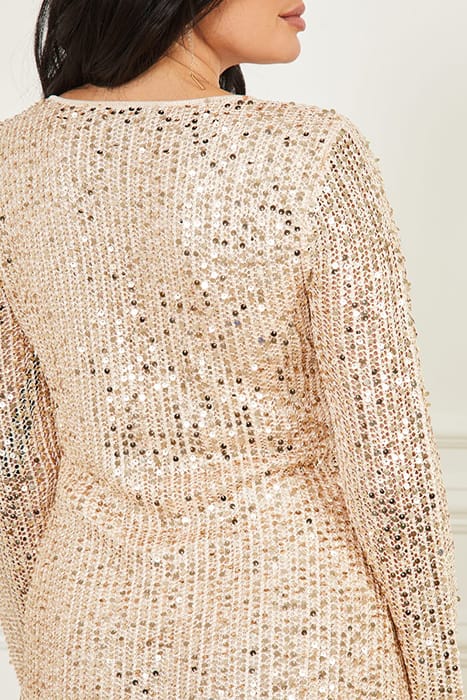 MARCIANO BY GUESS LET SEQUIN SWEATE FAWN TAUPE MINI DRESS MU 5