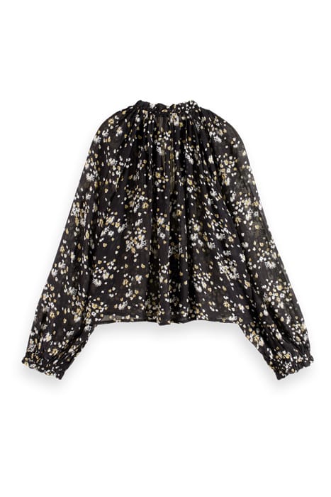 CONTRAST RUFFLE BLOUSE DANDELION BLACK 2