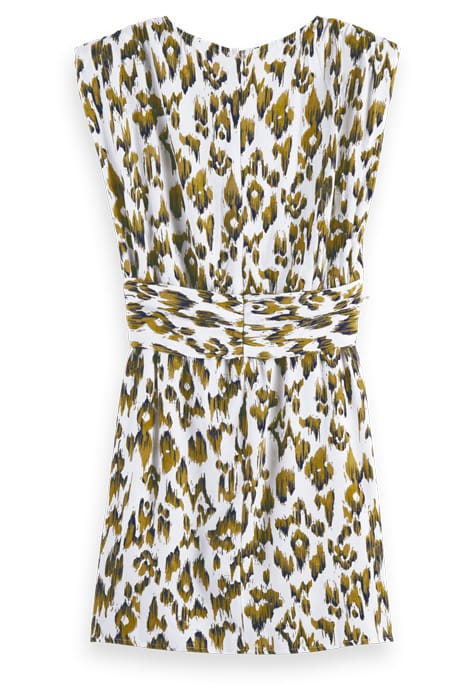 SHORT DRESS WITH KNOTTED BELT BRUSHED IKAT ARMY GREEN 2