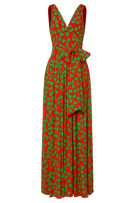 ALLOVER CHERRY GEORGETTE DRESS RED 3