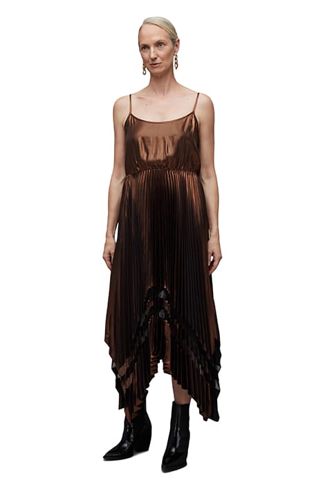 NADIA FOIL DRESS PALE CACAO/BLACK 3