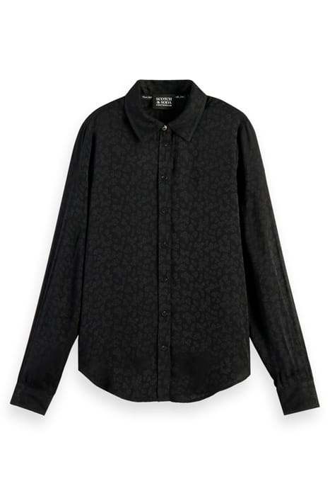 JACQUARD LONG SLEEVE SHIRT WITH EMBROIDERY DETAILS BLACK 1