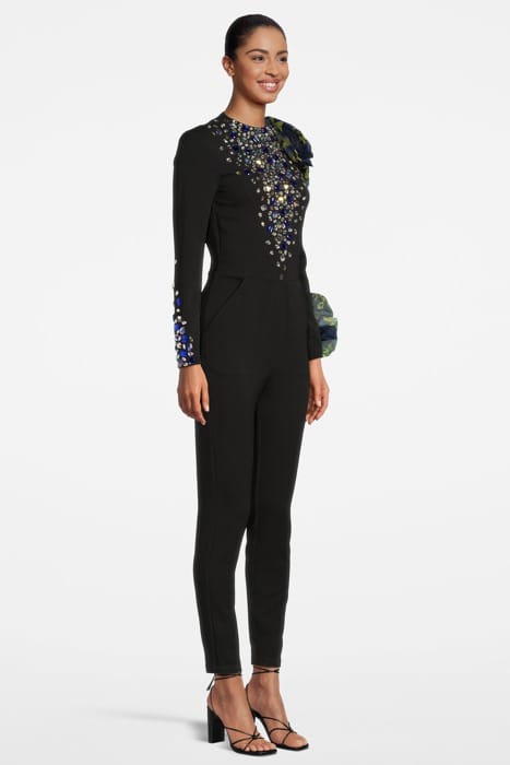 WOMEN‘S SIDE VOLANT OVERALL WITH SWAROVSKI CRYSTALS BLACK 4