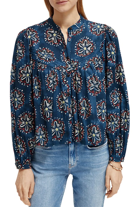 SHIRT WITH PINTUCK YOKE AND GATHERING B SIDES BLOCK PRINT MA 1