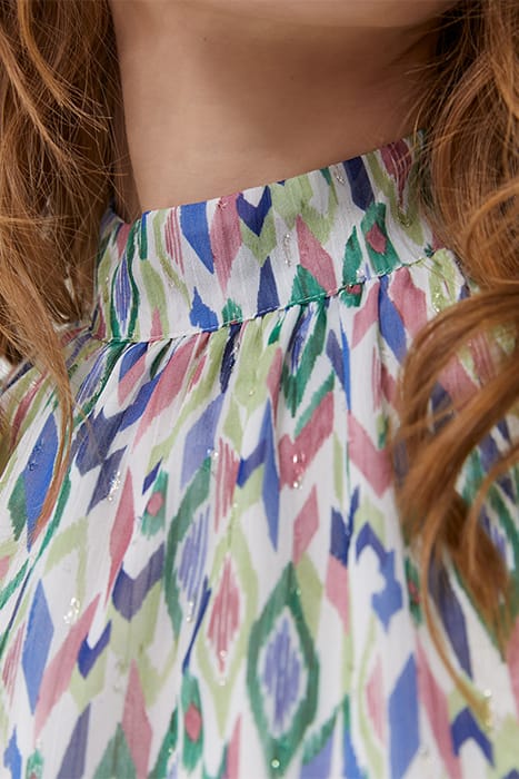 ECRU IKAT DIAMOND PRINT TOP WITH TIE ON BACK 6