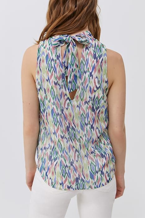 ECRU IKAT DIAMOND PRINT TOP WITH TIE ON BACK 2