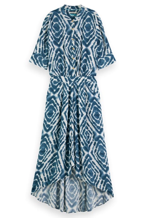 MIDI DRESS WITH HIGH LOW HEM DISCO TIE DYE BOTTLE GREEN 4