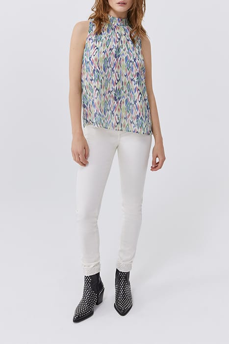 ECRU IKAT DIAMOND PRINT TOP WITH TIE ON BACK 3