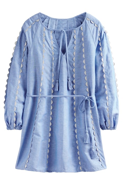 RIC RAC LINEN MINI DRESS LIGHT CHAMBRAY 3