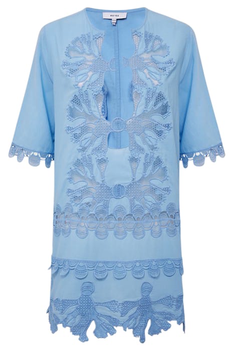 ETTA EMBROIDERED MINI DRESS — BLUE 4