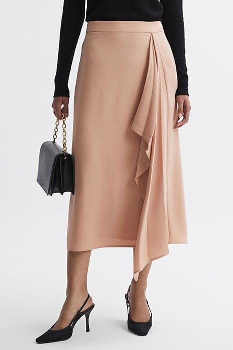 ASH SPLIT MIDI SKIRT — CAMEL 1