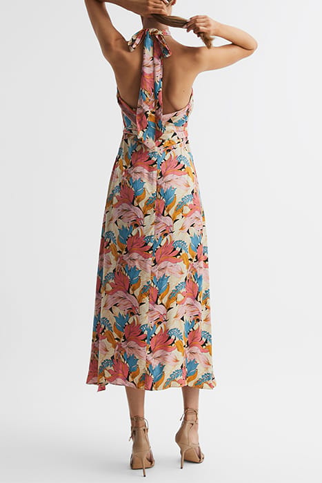 ELECTRA-BRIGHT MIDI DRESS — PINK/NEUTRAL 2