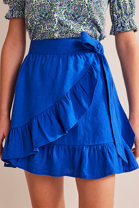 LINEN FLIPPY WRAP SKIRT ISLAND SAPPHIRE 1