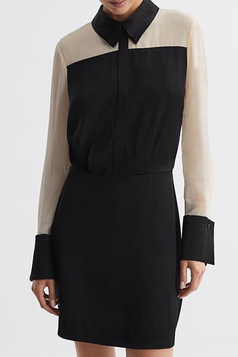 VENETO COLOUR SHIRT DRESS — BLACK 1