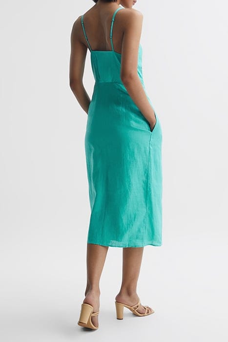 ESME LINEN MIDI DRESS AQUA 2