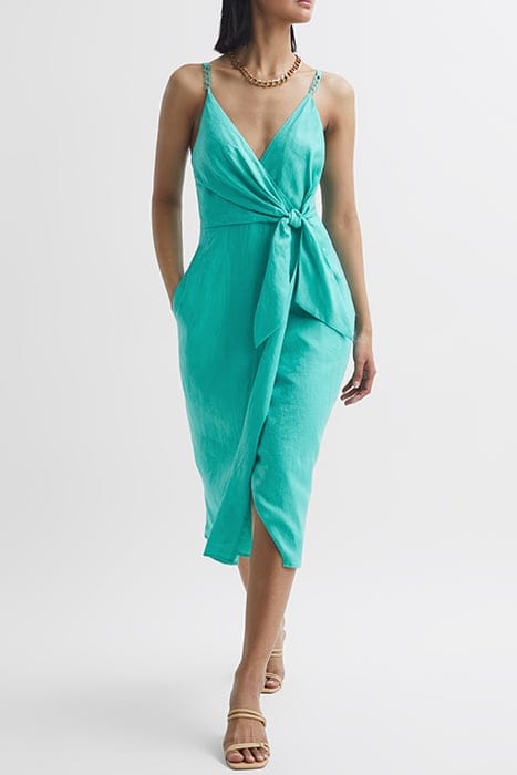 ESME LINEN MIDI DRESS AQUA 1