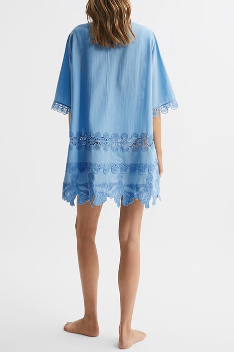 ETTA EMBROIDERED MINI DRESS — BLUE 3